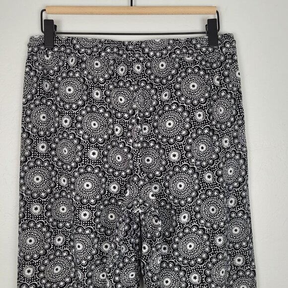 Talbots Cotton Pants Straight Leg Lightweight Pull On Print Black White Size S - Picture 5 of 12